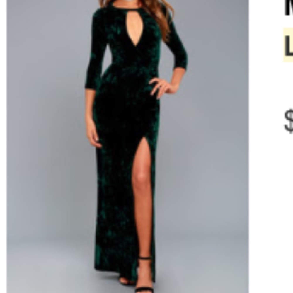 Green velvet maxi dress